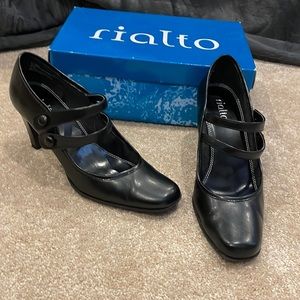 Rialto black double strap heels, size 8.5